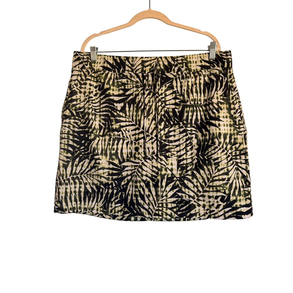 Tropical Modest Vacation Active J.Jill Fit Green Palm Leaf Print Skort Lg - Picture 2 of 10
